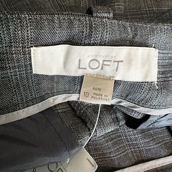 Loft Kate Classic Flare Leg Cuffed Trouser Pant Grey Glen Plaid 10 - Picture 4 of 10